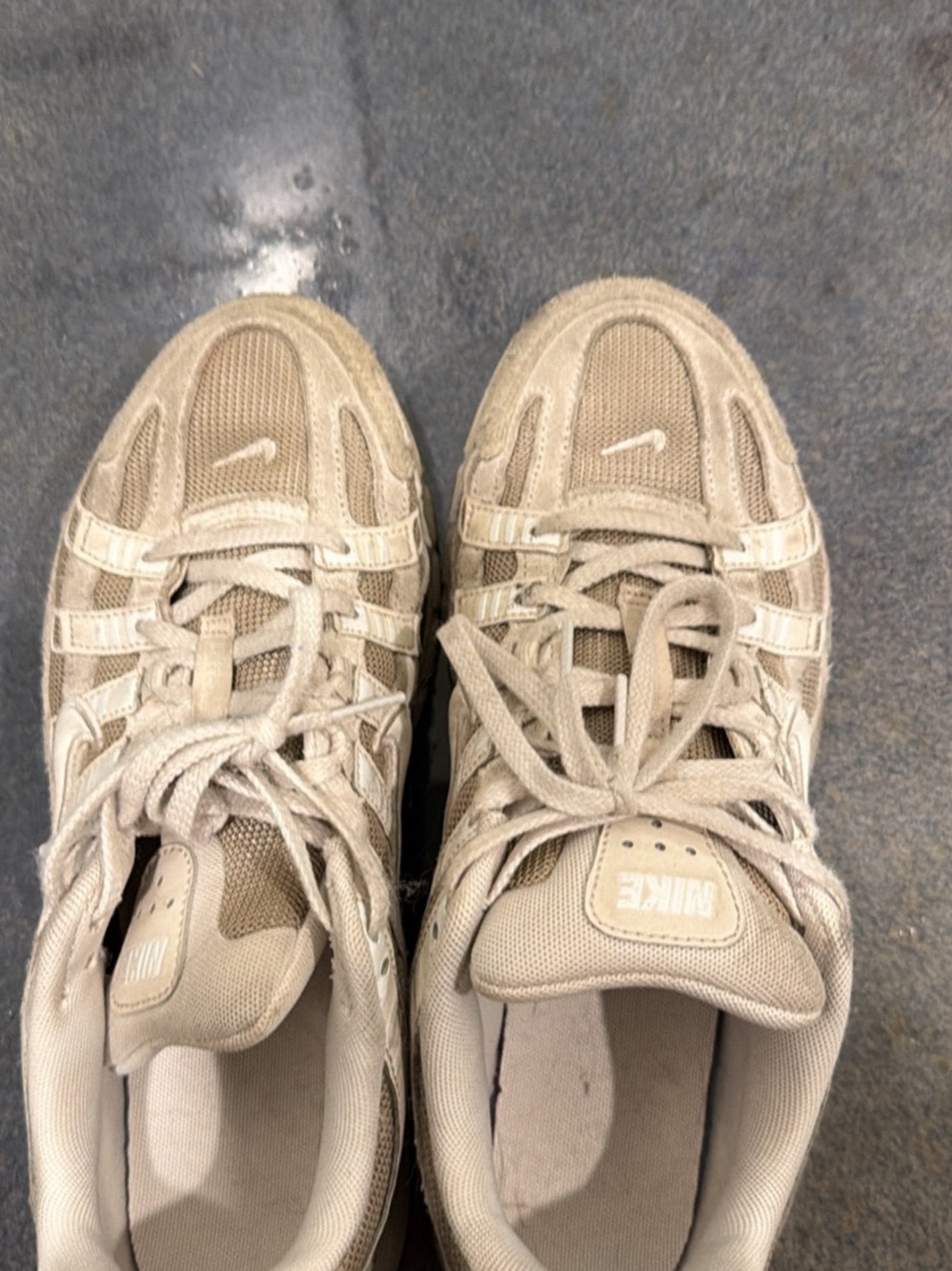 Nike Light Tan Mesh & Suede Lace-Up Sneakers